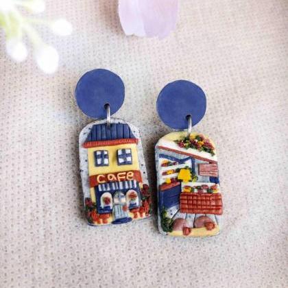 Cafe Polymer Clay Earrings